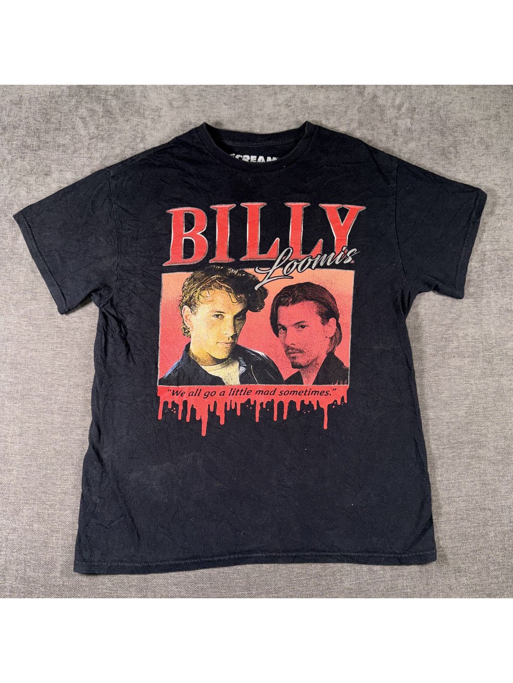 Billy Loomis Scream Graphic T-Shirt Medium Black Cotton
